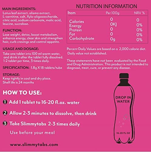 Slimmy Tabs Super Fat Burning "BURN" Dissolvable Tablets - Natural Ingredients, Keto Friendly, No Calories, Gluten and Sugar Free, Vegan, Boosts Energy & Tastes Delicious! - 54 Tablets (Berry Blast Flavor)