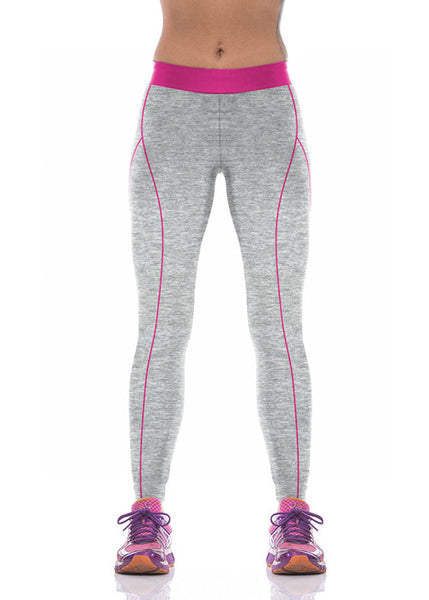 Silver Color Verticle Rose Red Line Custom Printed Leggings - waistshaper