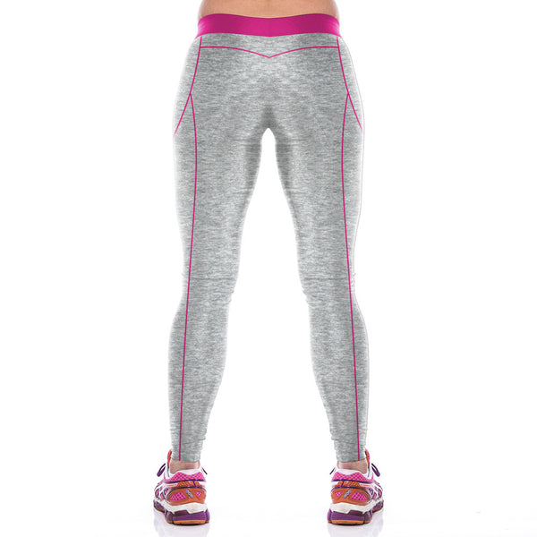 Silver Color Verticle Rose Red Line Custom Printed Leggings - waistshaper