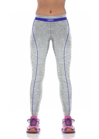 Silver Color Verticle Blue Line On Good Extension Workout Leggings - waistshaper