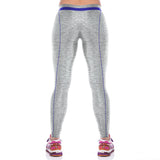 Silver Color Verticle Blue Line On Good Extension Workout Leggings - waistshaper