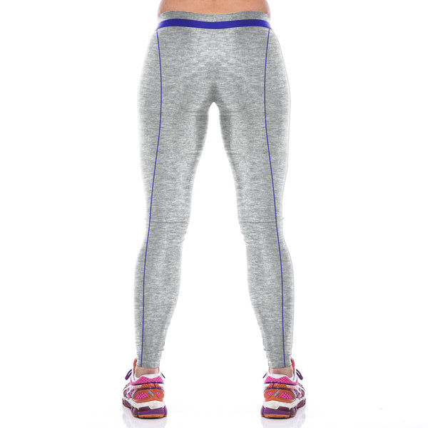 Silver Color Verticle Blue Line On Good Extension Workout Leggings - waistshaper