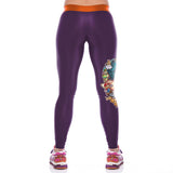 Newly Ladies Purple Printed Gym Leggings - waistshaper