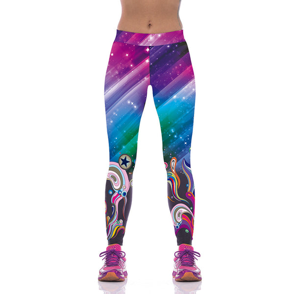 Galaxy Based Beautiful Pattern Printed Leggings - waistshaper