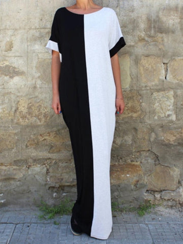 Short Sleeve Loose Women's Maxi Dress - waistshaper