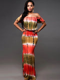 Double-Layered Slash Neck Women's Maxi Dress - waistshaper