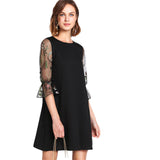 Round Neck Flare Sleeve Casual Dress - waistshaper