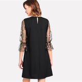Round Neck Flare Sleeve Casual Dress - waistshaper