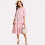 Flounce Casual Frill Embellished Swing Dress - waistshaper