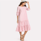 Flounce Casual Frill Embellished Swing Dress - waistshaper
