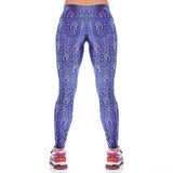 Lady Blue Floral Fitness Yoga Leggings - waistshaper
