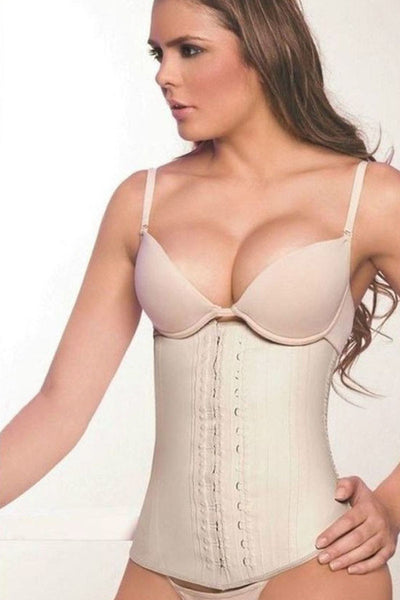 9 Steel Boned Nude Latex Waist Trainer - waistshaper