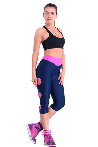 Women's Blue High Waist Leggings - waistshaper