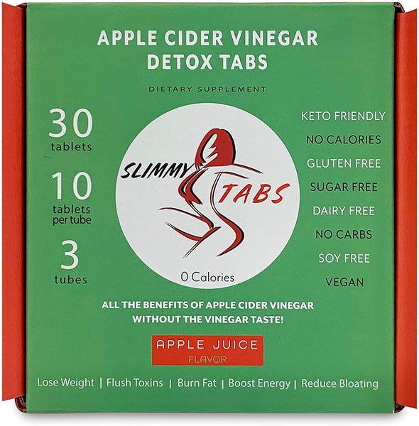 Worlds First Apple Cider Vinegar Detox and Weight Loss Effervescent Tablets by SlimmyTabs - Natural Ingredients, Organic, Vegan, Gluten-Free, Unfiltered with The Mother Tablets | Apple Juice Flavor