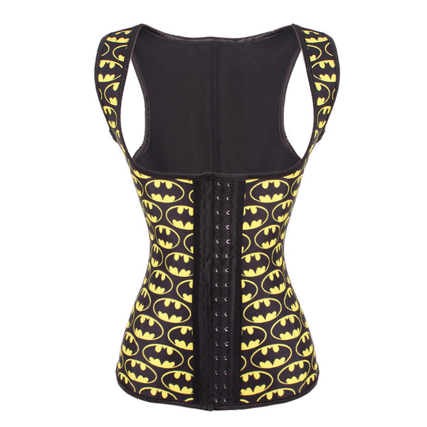 9 STEEL BONED BATMAN LATEX WAIST TRAINER VEST WITH STRAPS - waistshaper