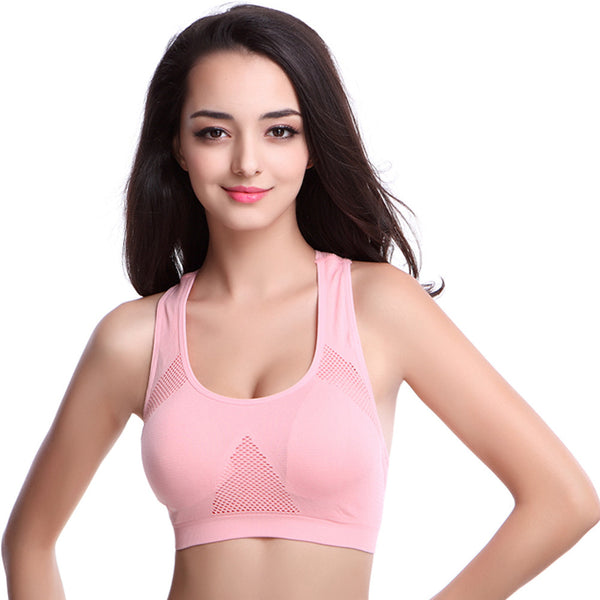 Women Fixed Shoulders Pink Sports Bra - waistshaper