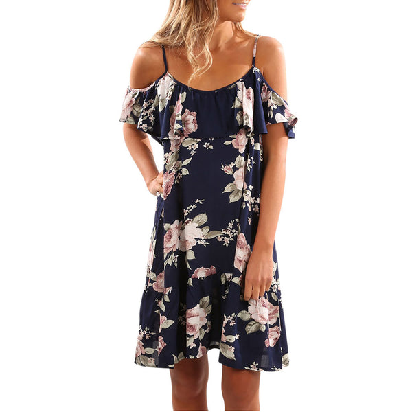 Women Summer Floral Ruffles Dress