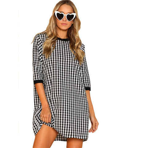 Cotton Shift Dress Spring Weekend Casual Short Dress - waistshaper