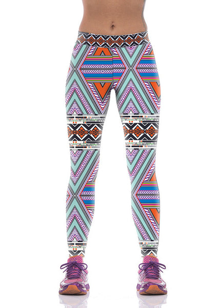 Women Geometry Pattern Fitness Yoga Leggings - waistshaper