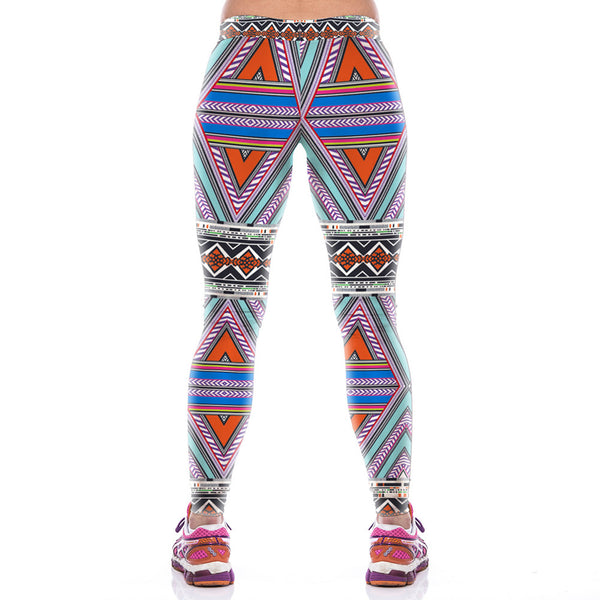 Women Geometry Pattern Fitness Yoga Leggings - waistshaper