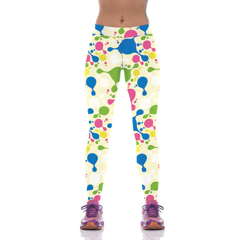 Fashion Women Colorful Block Printed Yoga Leggings - waistshaper