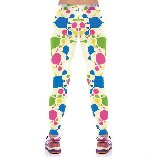 Fashion Women Colorful Block Printed Yoga Leggings - waistshaper