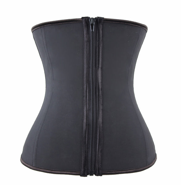 Zipper Steel Boned Latex Waist Trainer - waistshaper