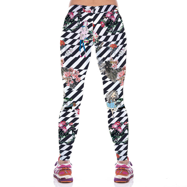 Fancy Flower Girl Print Digital Sport Leggings - waistshaper